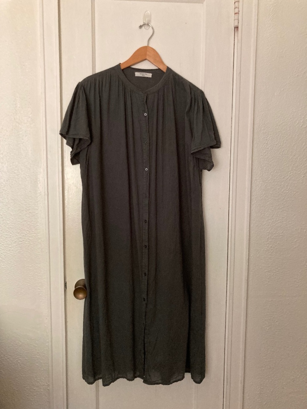 Shirtdress Grey Midi Dress